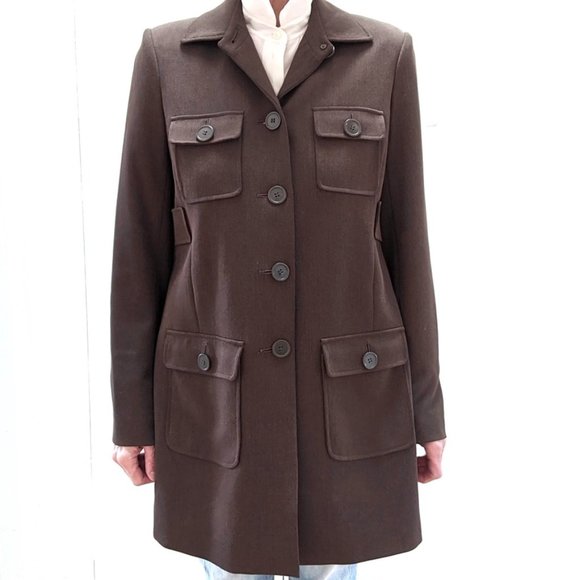 coat 4 brown MAX STUDIO vintage pockets buttons - Picture 7 of 7